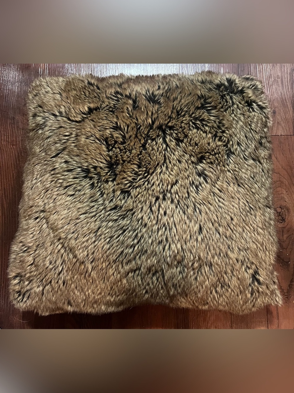 Faux Fur Brown Accent Pillow - Plush Home Accent 18 x 18”